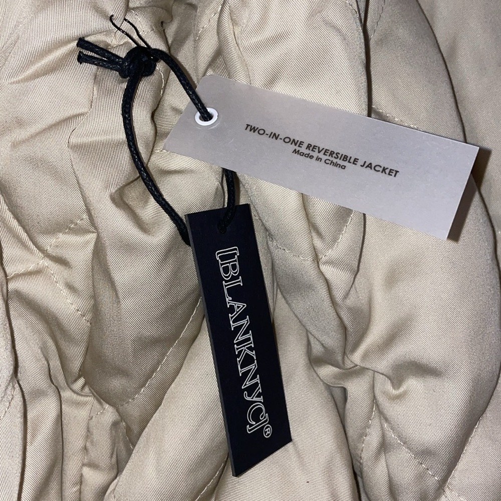 BLANK NYC Reversible Quilted Puffy Jacket Button Coat Cream Neutral Floral Print - Picture 11 of 11